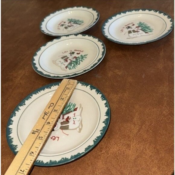 Set Of 4 Arcoroc International Let It Snow Snowman Plates 1986 6.5 Inches Made I - Picture 5 of 5